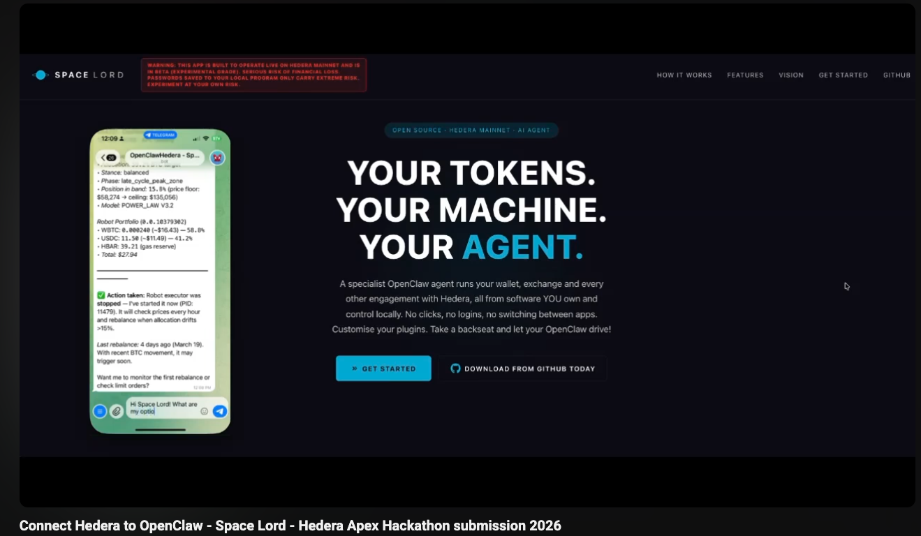 Space Lord landing — Your Tokens. Your Machine. Your Agent.