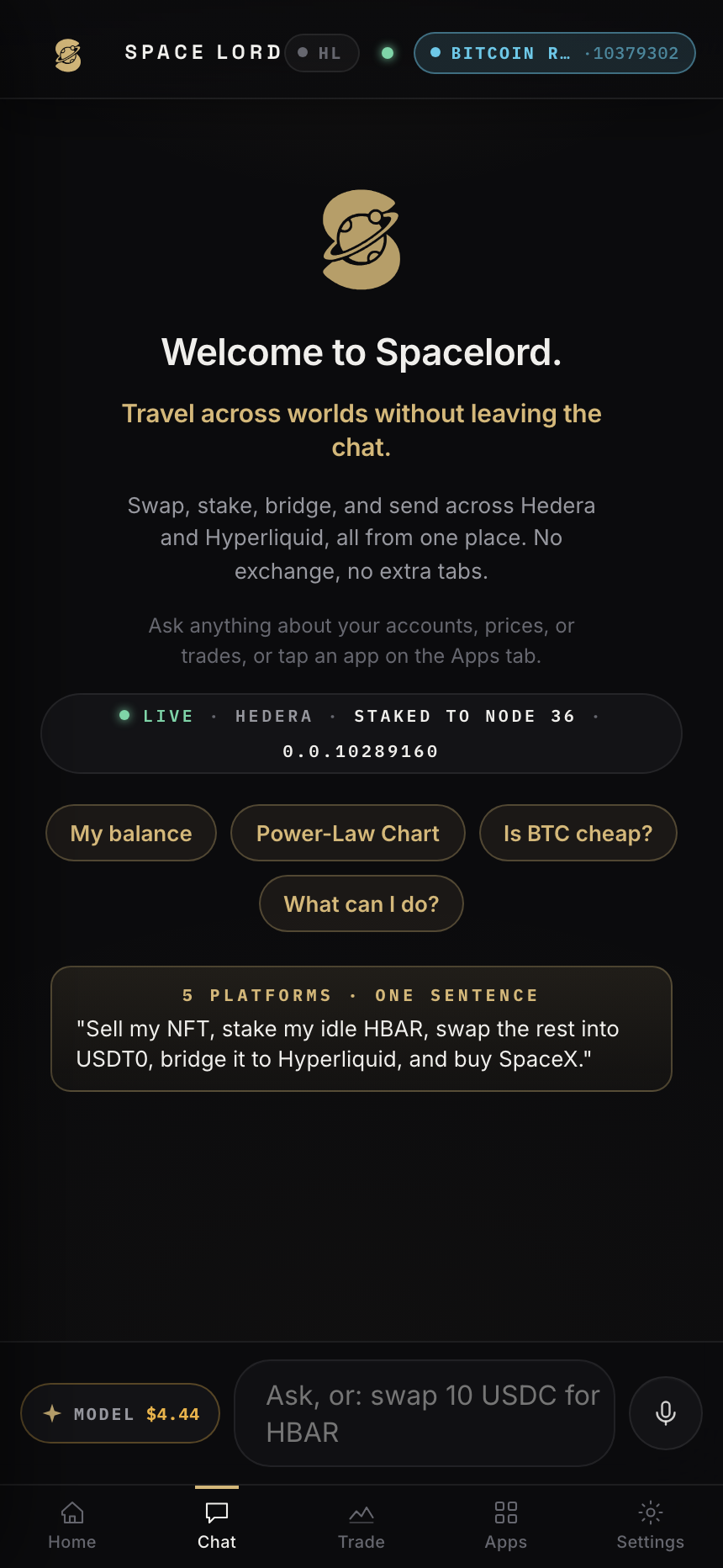 Spacelord chat: one plain-English request, many steps